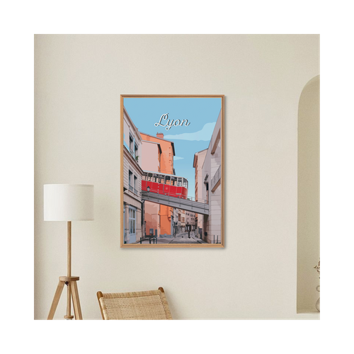 Tableau Sur Toile « Funiculaire De Lyon » – Format 45 X 65 Cm – Impression HD, Châssis Bois FSC – Fabriqué En France
