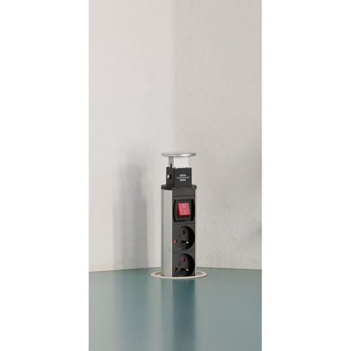 Multiprise Tower Power Encastrable - 3 Prises - Avec 2m De Câble