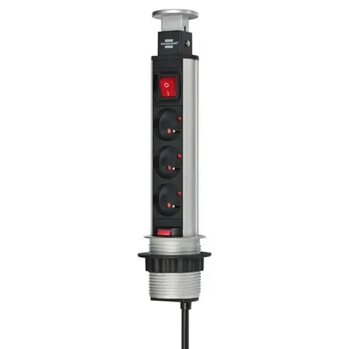 Multiprise Tower Power Encastrable - 3 Prises - Avec 2m De Câble