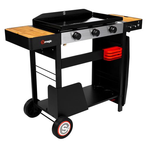 Plancha Au Gaz Avec Chariot Solia 350 3 Brûleurs 6,45kw