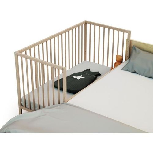 Lit Cododo Lio 60 X 120 Cm En Hêtre Massif – Réglable 5 Hauteurs, 4 Roulettes