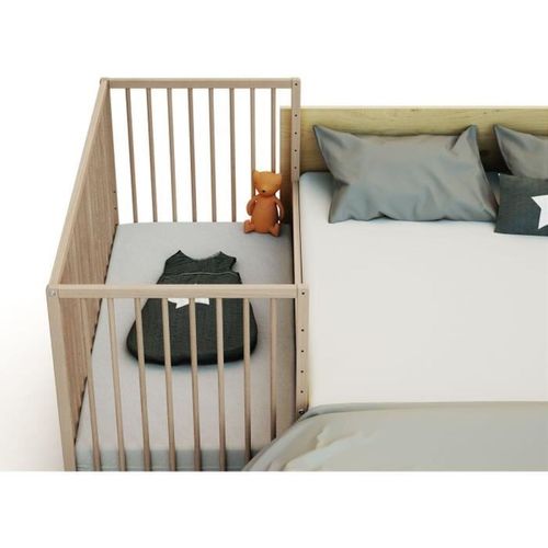 Lit Cododo Lio 60 X 120 Cm En Hêtre Massif – Réglable 5 Hauteurs, 4 Roulettes