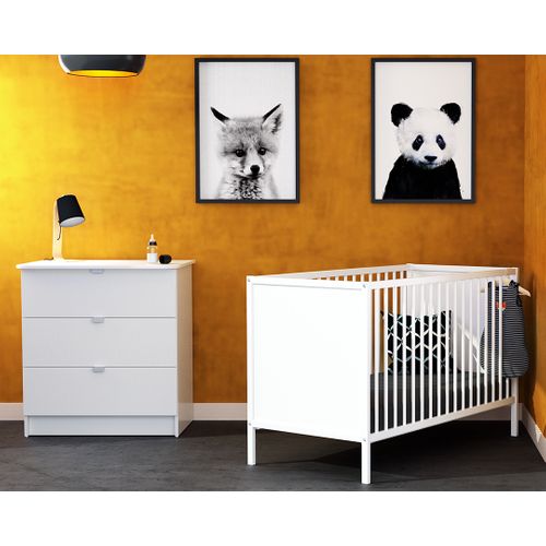 Chambre Bébé Lit Et Commode à Langer En Bois Blanc Alba