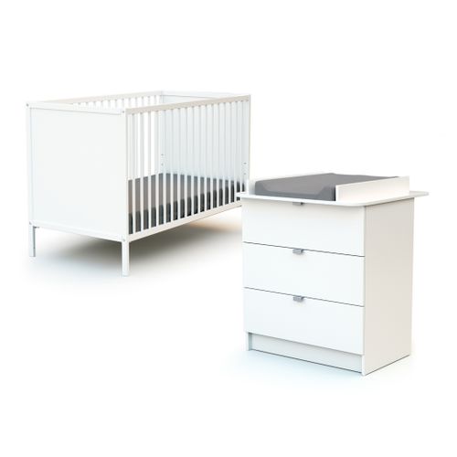 Chambre Bébé Lit Et Commode à Langer En Bois Blanc Alba