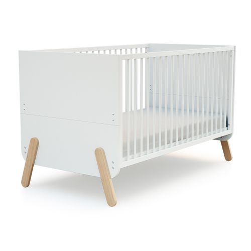 Lit Bébé Évolutif, Commode à Langer Et Armoire Blanc Hêtre Verni