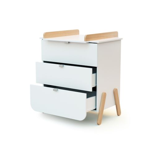 Lit Bébé Évolutif, Commode à Langer Et Armoire Blanc Hêtre Verni