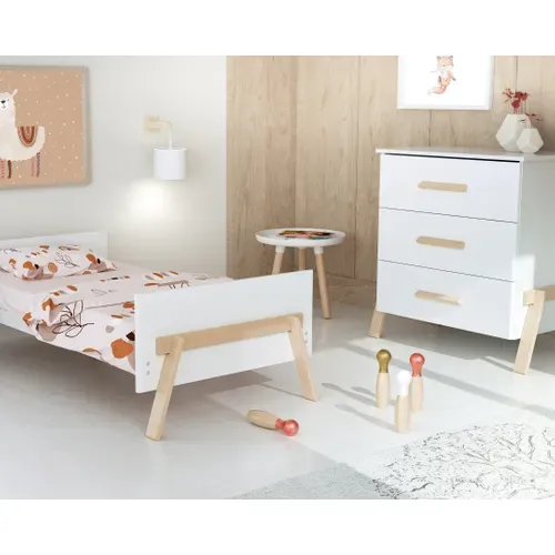 Grand Duo Lit Et Commode à Langer 3 Tiroirs En Bois Canaille
