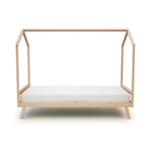 Lit Cabane Bébé Évolutif En Bois Confort Hêtre Verni 70 X 140 Cm