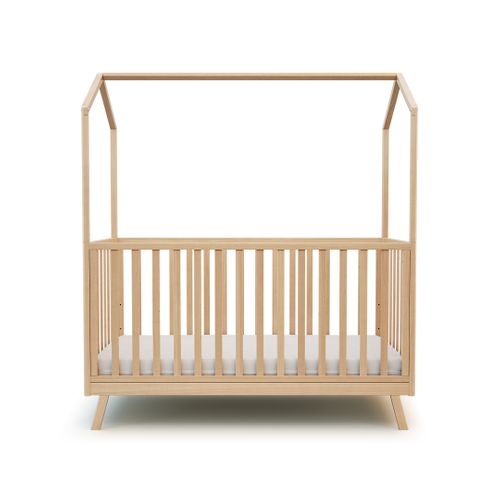 Lit Cabane Bébé Évolutif En Bois Confort Hêtre Verni 70 X 140 Cm