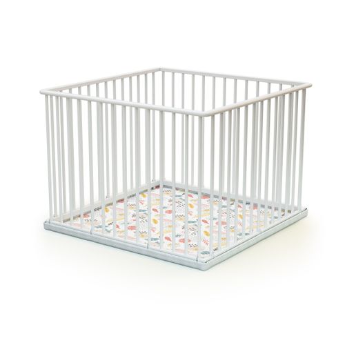 Parc Bébé En Bois Blanc 100 X 100 Cm Cubo
