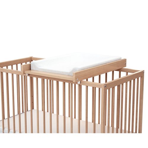 Plan à Langer Amovible Pour Lit Bébé En Bois Mona Hêtre Verni 60 X 120 Cm