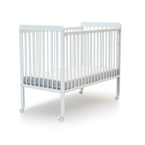 Lit Bébé Coulissant En Bois Avec Matelas En Bois Livo Blanc 60 X 120 Cm