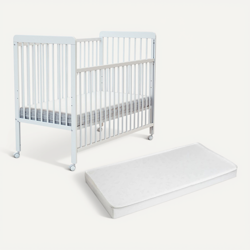 Lit Bébé Coulissant En Bois Avec Matelas En Bois Livo Blanc 60 X 120 Cm