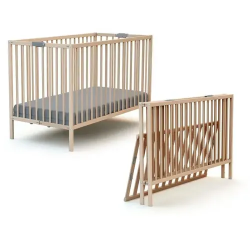 Lit Bébé Pliant - 60 X 120 Cm - Flex - Hetre Brut