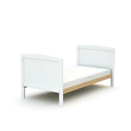 Lit Bébé évolutif En Bois Luna Blanc Et Hêtre Verni 60 X 120 Cm