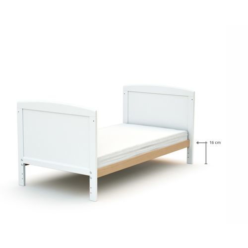 Lit Bébé évolutif En Bois Luna Blanc Et Hêtre Verni 60 X 120 Cm