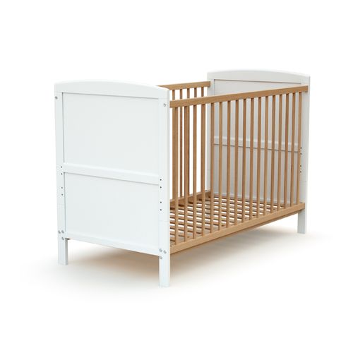 Lit Bébé évolutif En Bois Luna Blanc Et Hêtre Verni 60 X 120 Cm