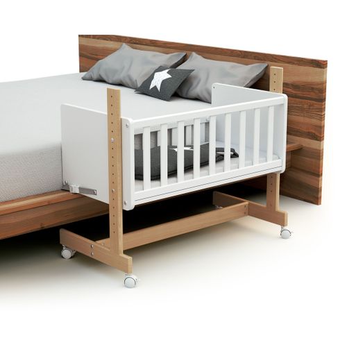 Berceau Cododo évolutif En Bois Nato Blanc Et Hêtre Verni 40 X 80 Cm