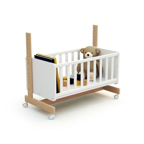 Berceau Cododo évolutif En Bois Nato Blanc Et Hêtre Verni 40 X 80 Cm