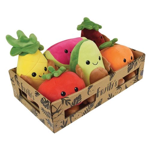 Fruity's Cagette De 6 Peluches Fruits Et Légumes