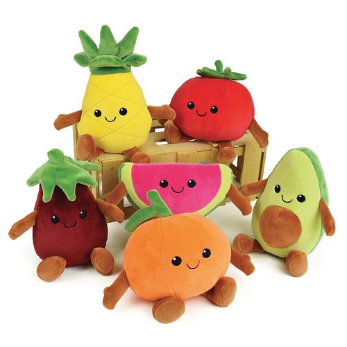 Fruity's Cagette De 6 Peluches Fruits Et Légumes