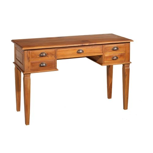 Api - Bureau 5 Tiroirs Marron Bois Teck