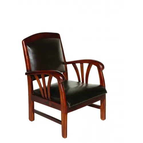 Eris - Fauteuil Teck Et Cuir Marron