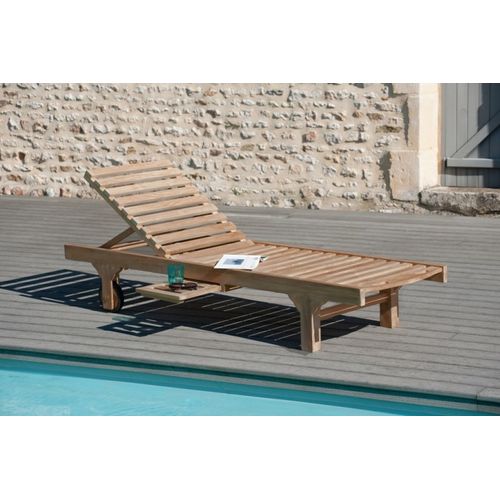 Fun - Bain De Soleil Avec Roulettes En Bois Teck