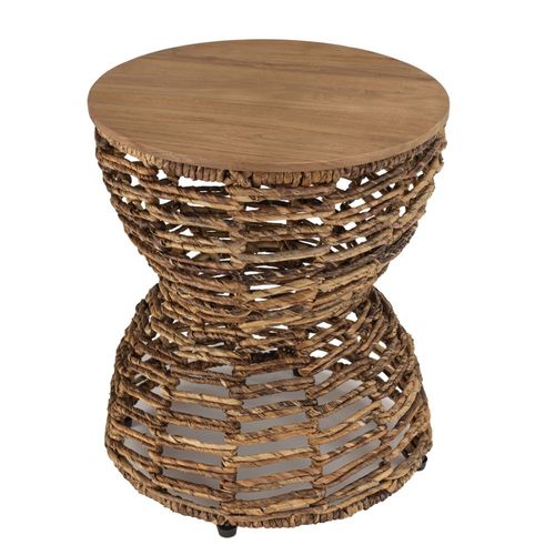 Sixtine - Tabouret Ajouré Assise En Bois De Teck Recyclé