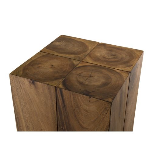 Sam - Table D'appoint Carrée Haute 38x38cm Bois Suar Piètement Noir
