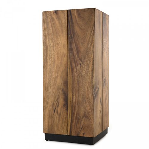 Sam - Table D'appoint Carrée Haute 38x38cm Bois Suar Piètement Noir