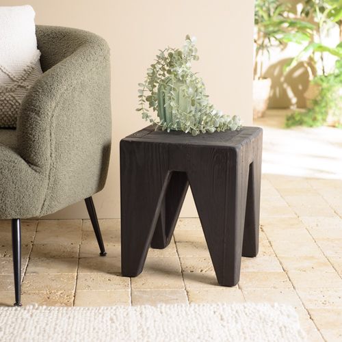 Dandy - Tabouret Carré Noir 35x35cm Bois Pin Recyclé