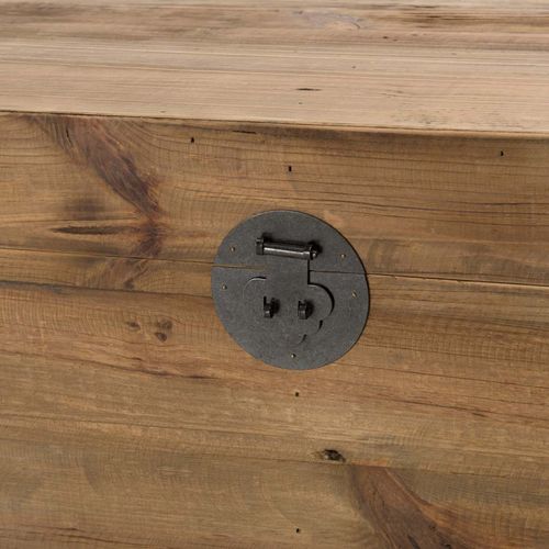 Andrian - Coffre Rangement Marron Bois Pin Recyclé Poignées Métal Noir