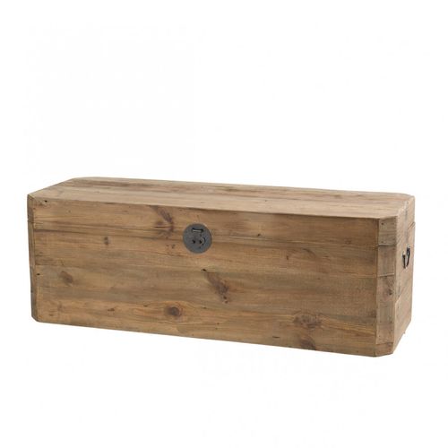 Andrian - Coffre Rangement Marron Bois Pin Recyclé Poignées Métal Noir