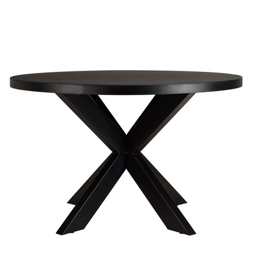 Basile - Table à Manger 120x120cm Plateau Noir Effet Pierre