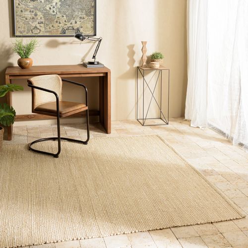 Quentin - Tapis Rectangulaire 200x290cm En Jute Et Coton Beige