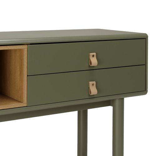 Ethan - Console 3 Tiroirs Et 1 Niche En Bois Naturel Vert