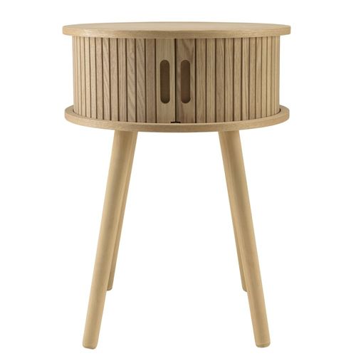 Agathe - Table De Chevet Ronde En Bois Couleur Naturelle D40cm