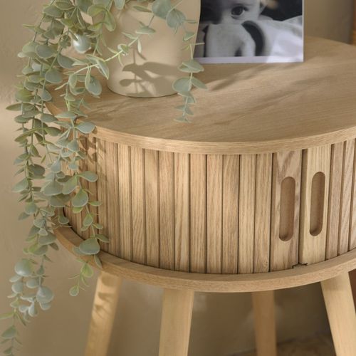 Agathe - Table De Chevet Ronde En Bois Couleur Naturelle D40cm