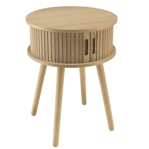 Agathe - Table De Chevet Ronde En Bois Couleur Naturelle D40cm