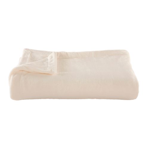 Couverture Polaire Extra Douce Coloris Ecru 240 X 260 Cm Blanc