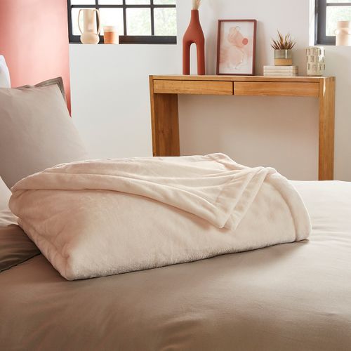 Couverture Polaire Extra Douce Coloris Ecru 240 X 260 Cm Blanc