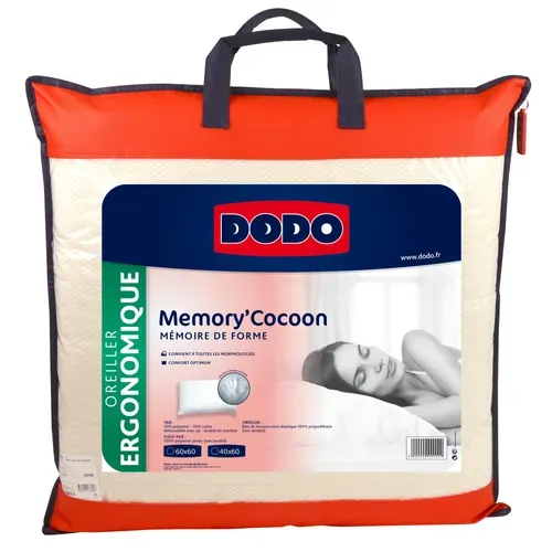 Oreiller ergonomique 60x60 cm DODO MEMORY COCOON vue 3/4