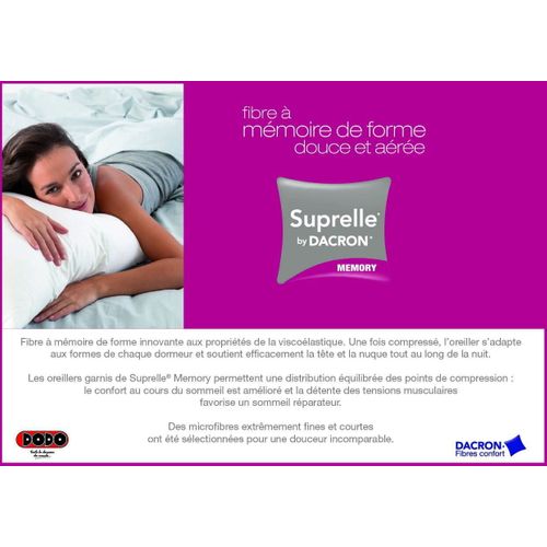 Oreiller ergonomique 60x60 cm DODO SUPRELLE MEMORY