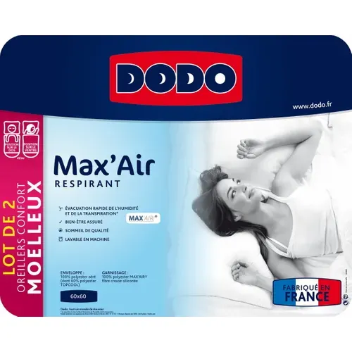 Lot de 2 oreillers 60x60 cm DODO MAX'AIR vue détaillée