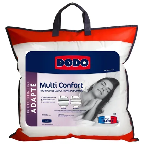 Oreiller adapté 60x60 cm DODO MULTI CONFORT vue de face