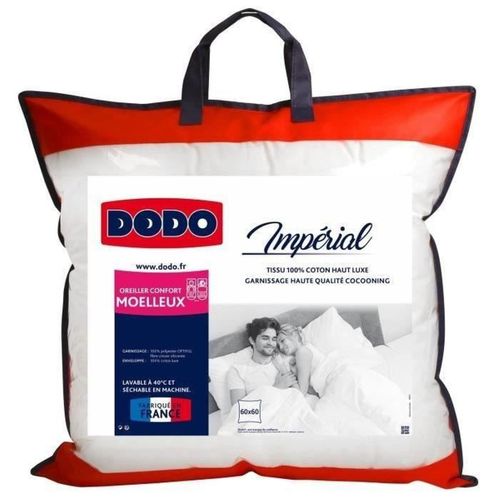 Oreiller Carré 60 X 60 Cm – Moelleux, Déhoussable, Housse 100% Coton