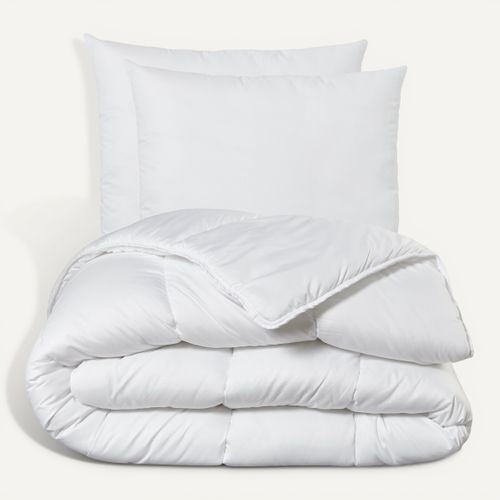 Pack Couette 220x240 Cm + Taie + Protège-oreiller - Fabriqué En France, Polyester, Garnissage 300g/m²