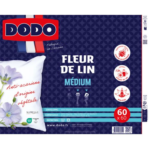 Oreiller 60x60 cm DODO Oreiller Fleur de lin