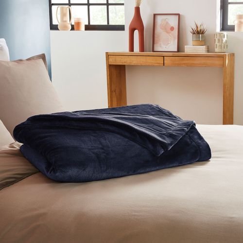 Couverture Polaire Extra Douce Coloris Bleu 180 X 220 Cm Bleu Foncé